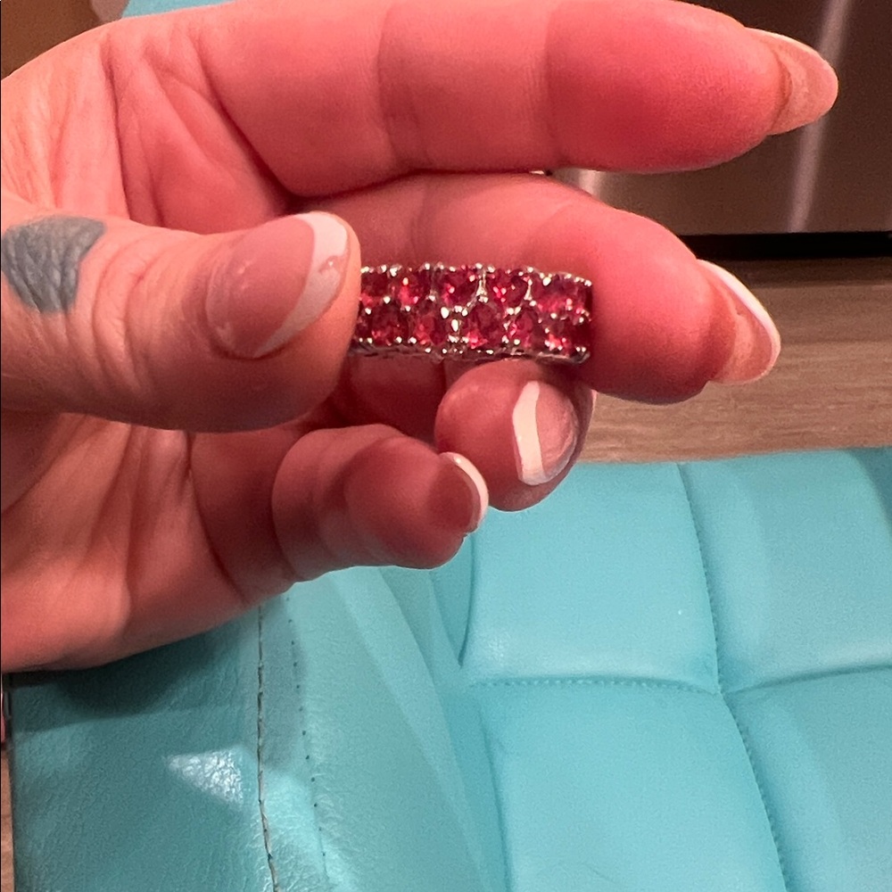 Sz 8 Pink heart Gemstone Ring